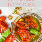 A close up of a plate of food, with Tomato and Cherry
