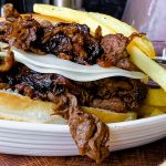 French dip sandwich with French fries