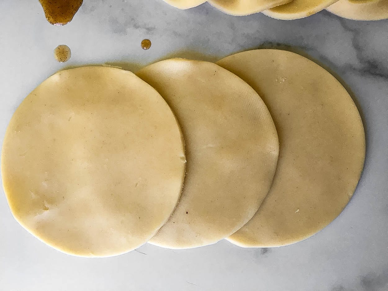 3 circles of dough