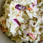 close up of creamy southern coleslaw