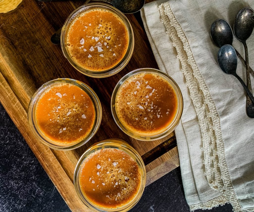 salted burnt caramel custards