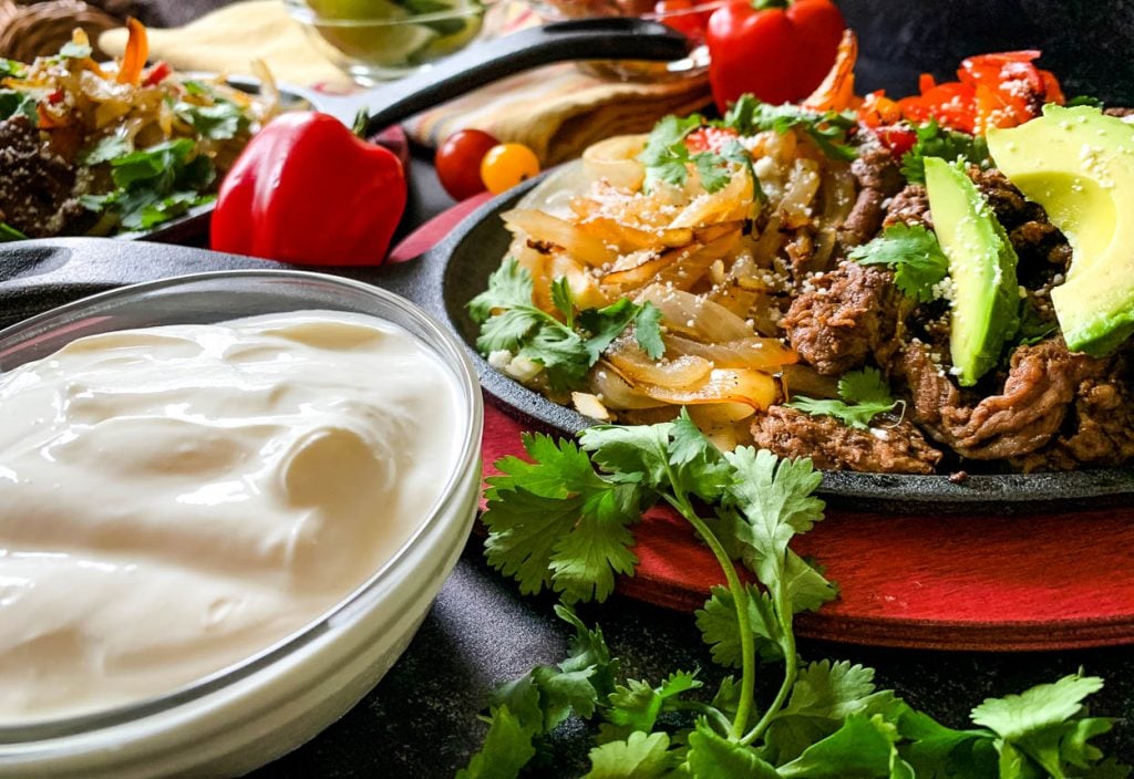 up close of tender shaved beef fajitas