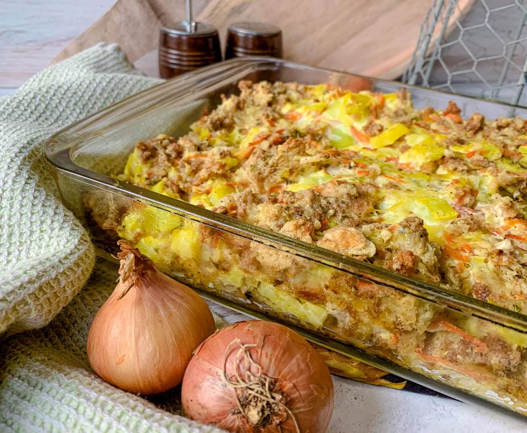 close up of easy squash casserole