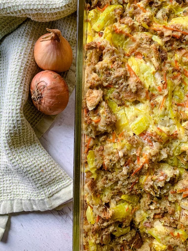 overhead view of easy squash casserole