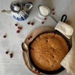 cake in a skillet cooling