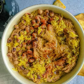 a bowl of smoky black-eyed pea hummus