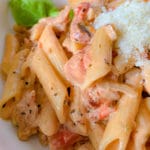close up of Creamy Sausage And Tomato Penne