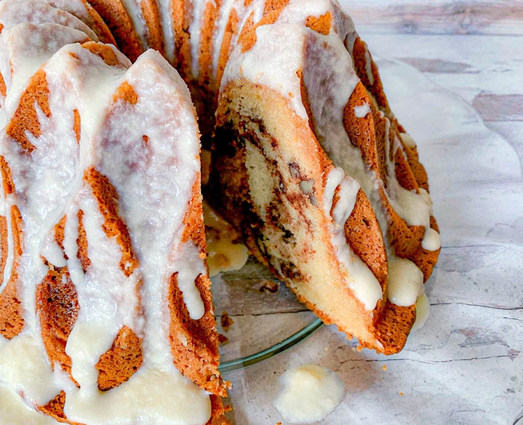 Food Lust People Love: Cinnamon Crown Bundt with Biscoff Pecan Filling  #BundtBakers