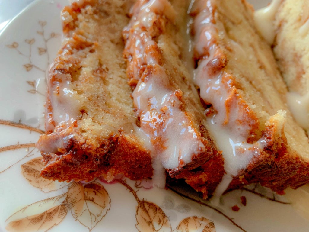 a platter, with apple bread