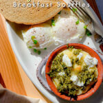 Pinterest pin image for Creamy Goat Cheese Grits Souffle Recipe