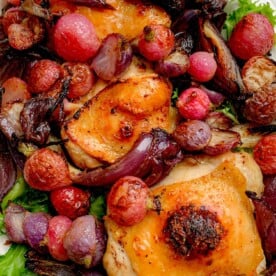 featured image for Keto Radish Recipes - Sheet Pan Chicken Thighs with Roasted Radishes