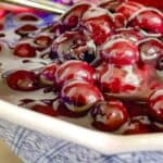 A bowl of blueberry compote.