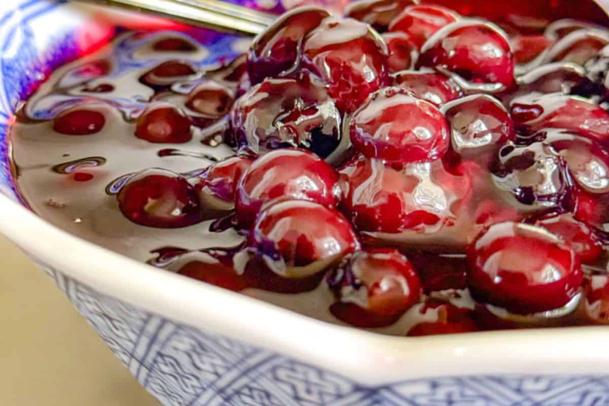 A bowl of blueberry compote.