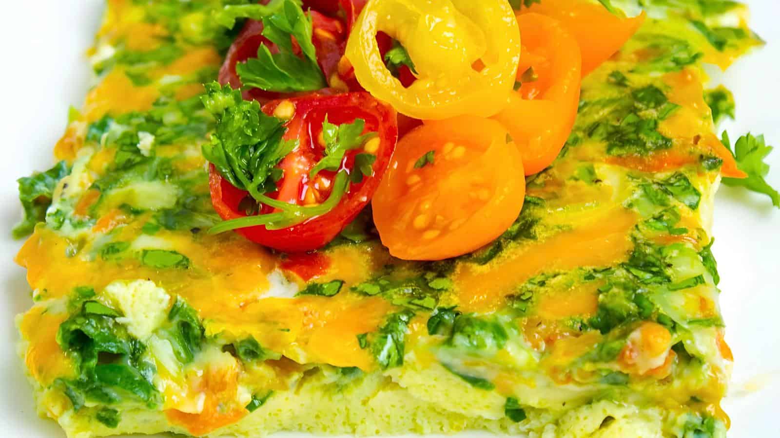 Chopped parsley and sliced red and yellow cherry tomatoes.