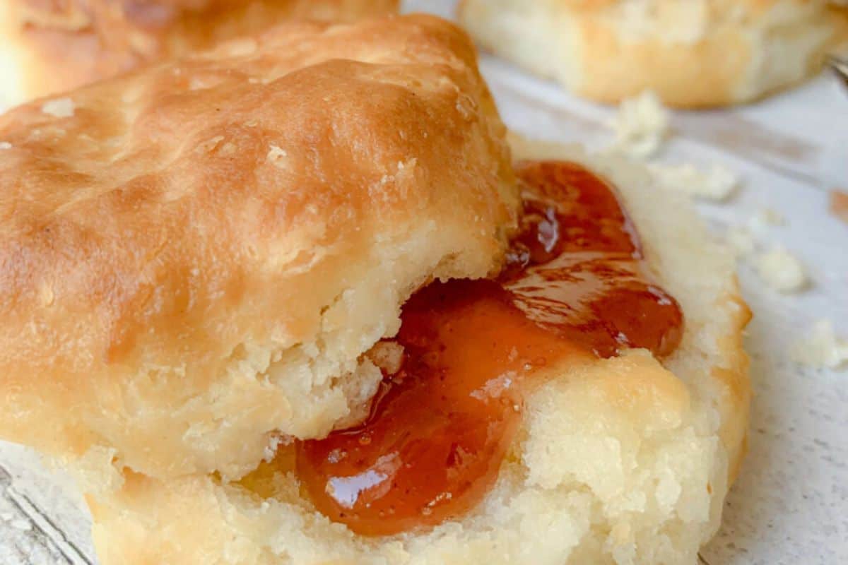 A biscuit with jelly.