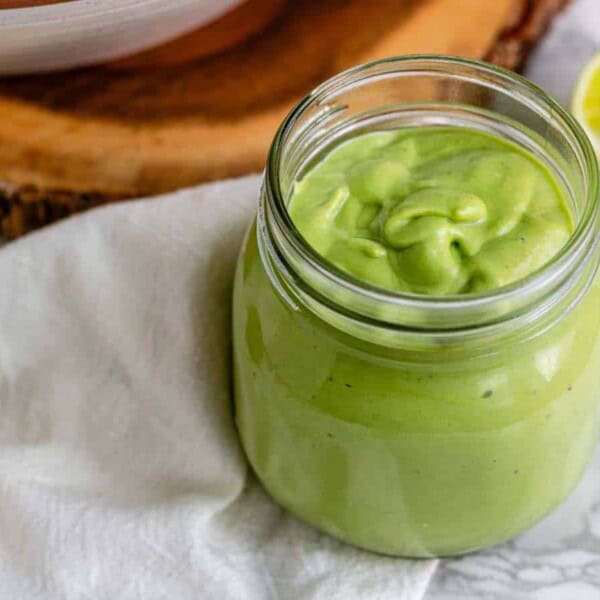 Green dressing in a jar.