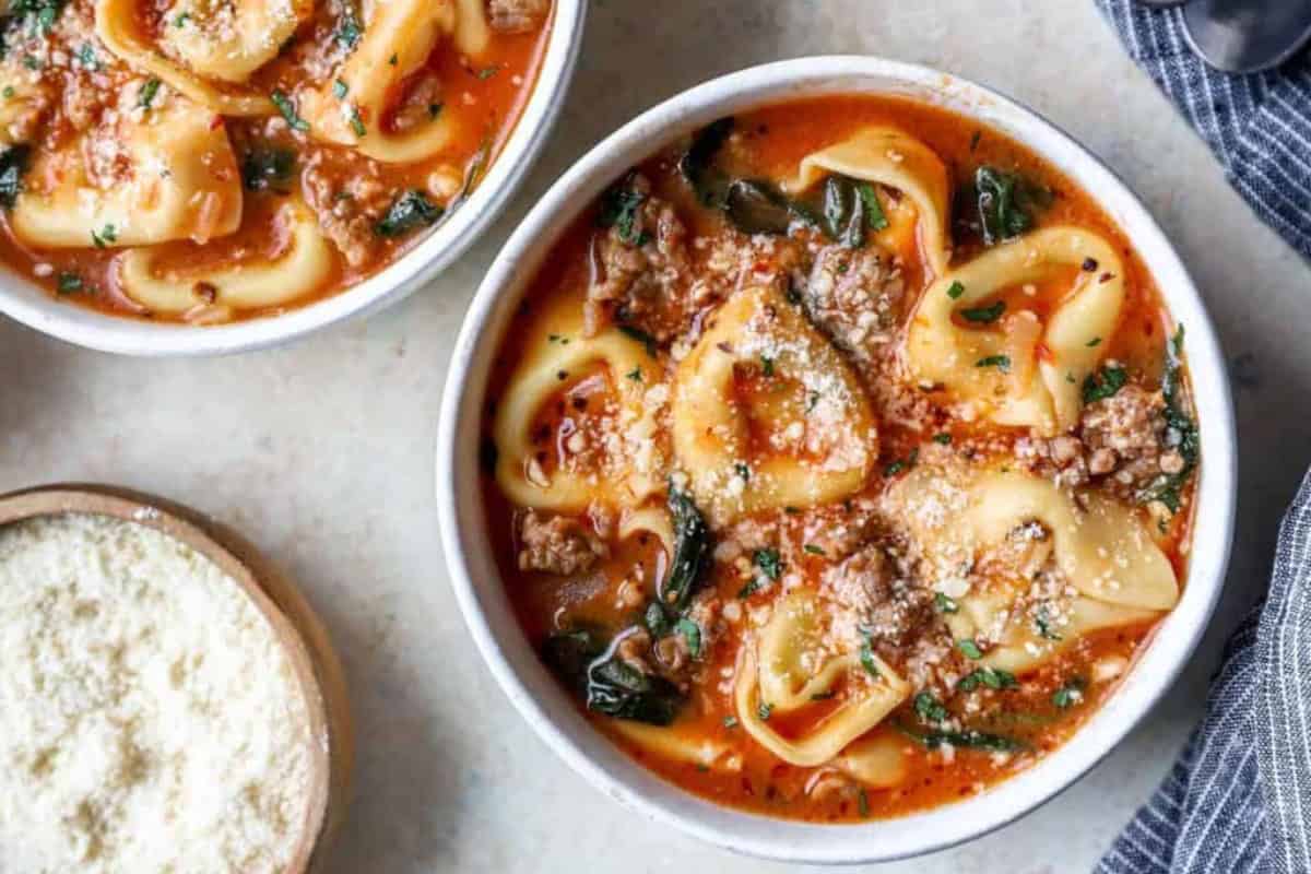 Tortellini Soup served fresh