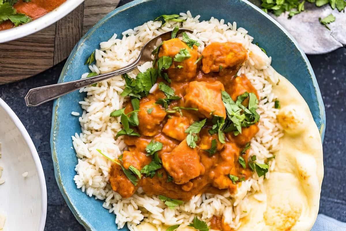 Healthy Almond Milk Chicken Curry Recipe (Dairy Free) served fresh