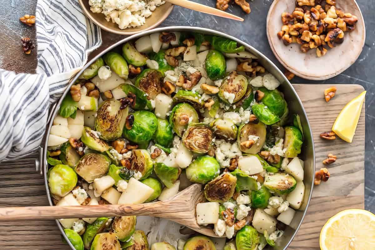 Yummy Sauteed Brussels Sprouts Recipe with Pears, Blue Cheese, and Walnuts picture