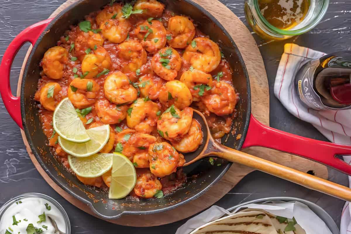 Skillet Chipotle Shrimp (Easy Spicy Shrimp Recipe) served fresh