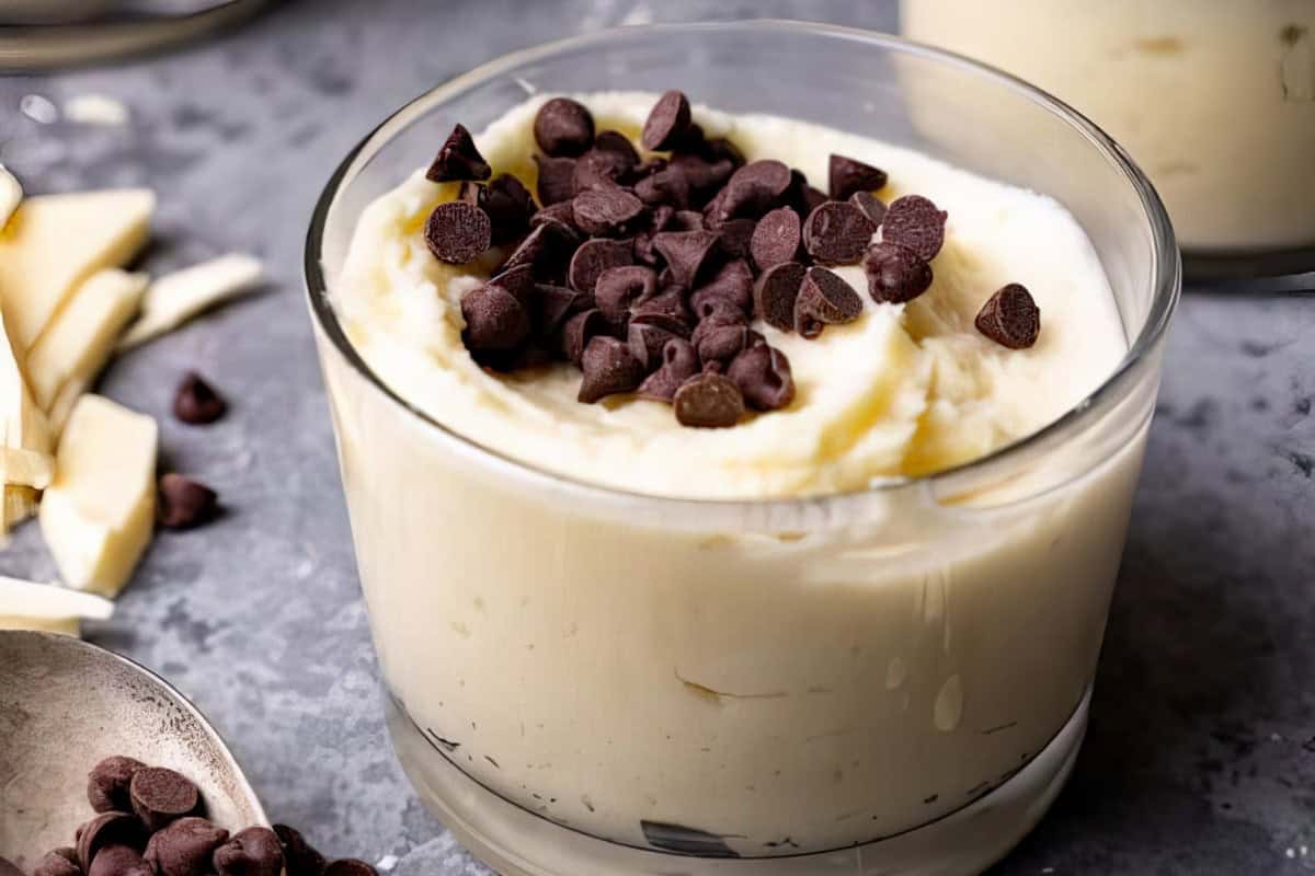 Delicious White Chocolate Mousse ready to be enjoyed